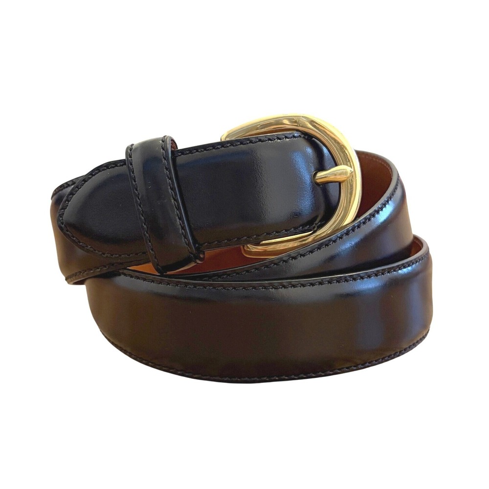 Coach Leather Belt Mens 36 Solid Brass Buckle Calfskin Black Classic Office